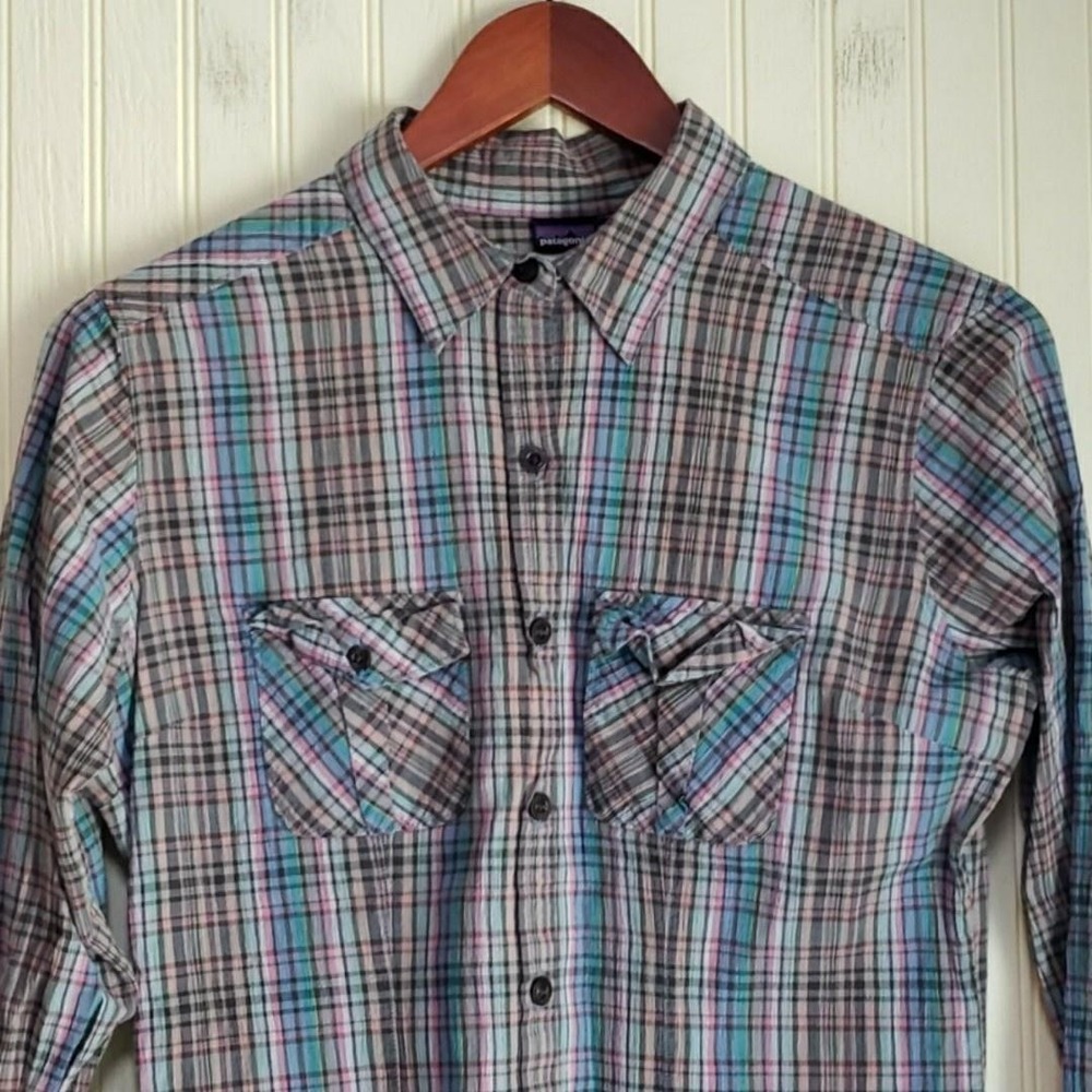 Patagonia Button Up Shirt Womens 8 Multicolor Collared Long Sleeve Plaid Top